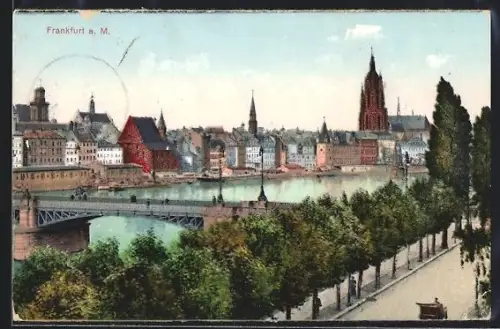 AK Alt-Frankfurt, Mainufer, Brücke, Dom