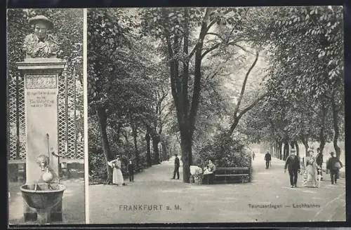 AK Frankfurt a. M., Taunusanlage, Lachhannes, Denkmal für Dr. Heinrich Hoffmann