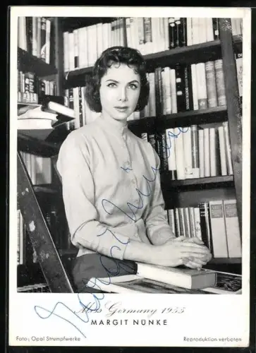 AK Margit Nünke, Miss Germany 1955, Schönheitskönigin, mit Autograph