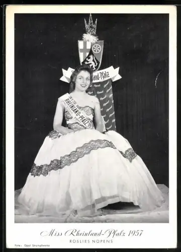 AK Roslies Nopens, Miss Rheinland-Pfalz 1957, Schönheitskönigin