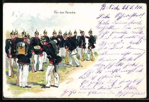 AK Preussische Soldaten bei der Musterung vor der Parade, Kaisermanöver