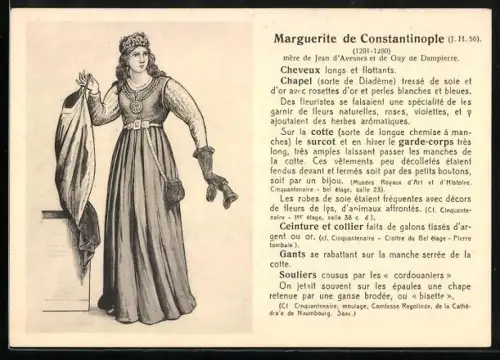 AK Marguerite de Constantinople 1201-1280, Mode