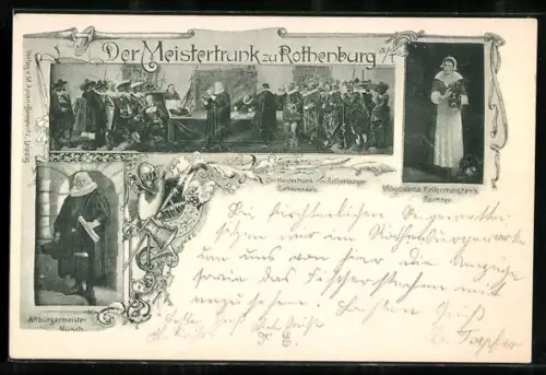AK Rothenburg a. T., Sage Der Meistertrunk zu Rothenburg, Magdalena Kellermeisters Tochter und Altbürgermeister Nusch
