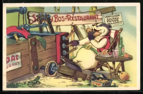 AK Comic Doremias Das, Dachs lässt sich das Essen schmecken