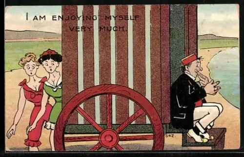 AK Frauen im Badeanzug entdecken ihren heimlichen Beobachter