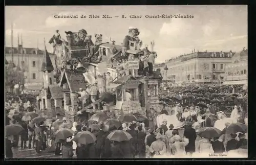 AK Nice, Carnavel de Nice, Char Ouest-Etat-Vesuble, Fasching