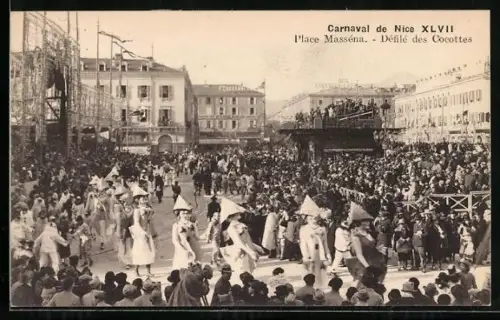AK Nice, Carnaval de Niche, Place Masséna, Défilé des Cocottes, Fasching