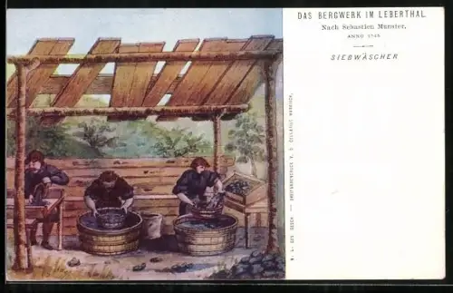 AK Leberthal, Bergwerk, Siebwäscher bei der Arbeit, Bergbau