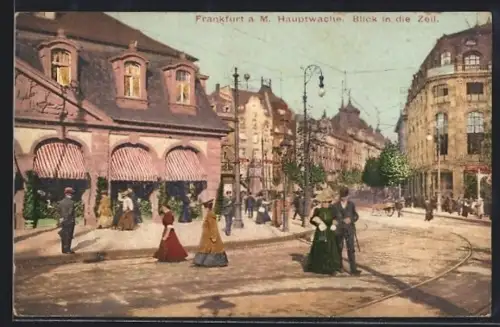 AK Frankfurt a. M., Hauptwache, Blick in die Zeil