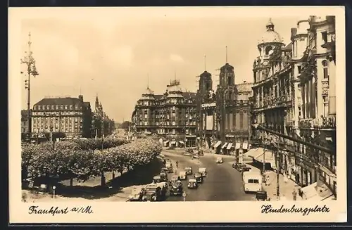 AK Frankfurt a. M., Strassenpartie am Hindenburgplatz