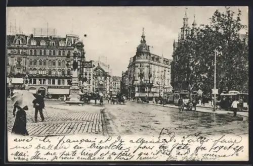 AK Frankfurt a. M., Blick in die Gr. Bockenheimerstrasse, Strassenbahn
