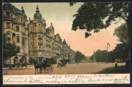 AK Frankfurt a. M., Gallus-Anlage mit Strassenbahn