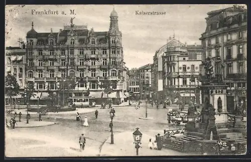 AK Frankfurt a. M., Kaiserstrasse mit Strassenbahn