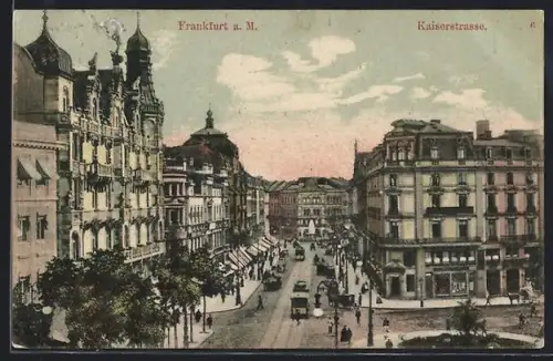 AK Frankfurt a. M., Kaiserstrasse mit Strassenbahn