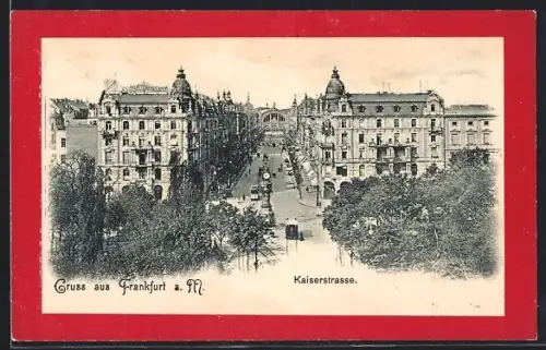 AK Frankfurt a. M., Kaiserstrasse mit Strassenbahnen