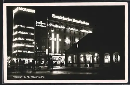 AK Frankfurt a. M., Hauptwache bei Nacht, Frankfurter Rundschau