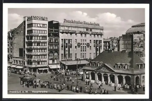 AK Frankfurt a. M., Hauptwache mit Frankfurter Rundschau