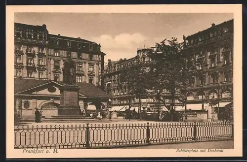 AK Frankfurt a. M., Schillerplatz mit Denkmal
