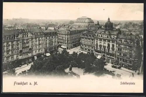 AK Frankfurt a. M., Schillerplatz aus der Vogelschau