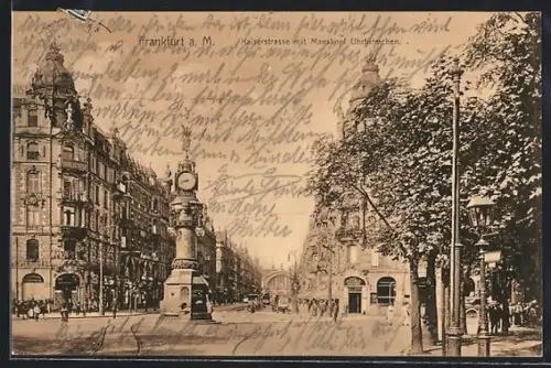 AK Frankfurt a. M., Kaiserstrasse mit Manskopf Uhrtürmchem
