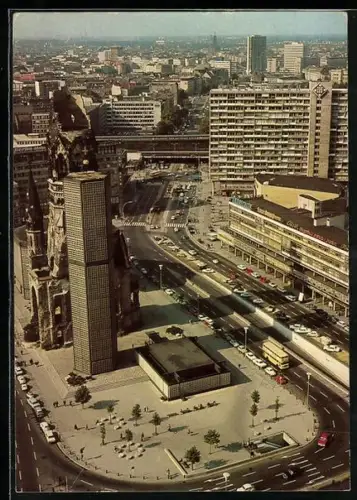 AK Berlin, Blick vom Europa-Center auf Gedächtniskirche mit Hardenbergstrasse am Zoo