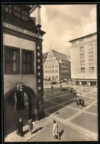 AK Leipzig, Partie am Markt mit Blick zur Alten Waage
