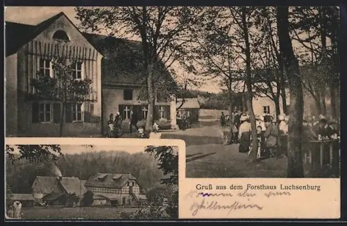 AK Ohorn, Forsthaus Luchsenburg, Aussenansicht und Garten