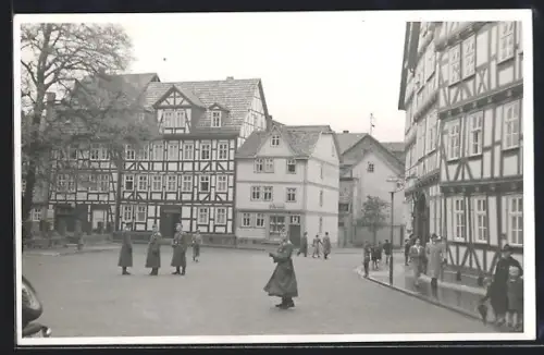 AK Eschwege, Marktplatz mit Soldaten