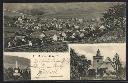AK Alsenz, Teilansicht, Denkmal, Ortspartie