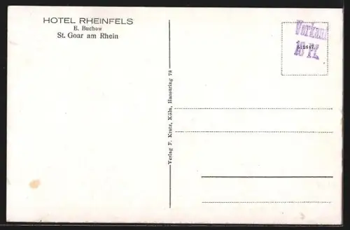 AK St. Goar / Rhein, Hotel Rheinfels v. E. Buchow
