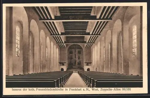 AK Frankfurt-Bockenheim, Inneres der Frauenfriedenskirche, Zeppelin-Allee 99/101