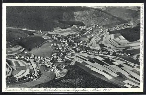 AK Eisern /Krs. Siegen, Teilansicht 1934 vom Luftschiff Zeppelin aus