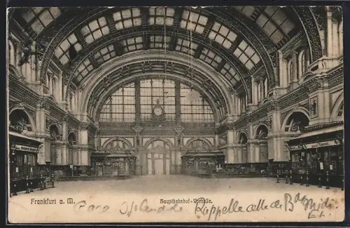 AK Frankfurt a. M., Hauptbahnhof, Vorhalle, Innenansicht