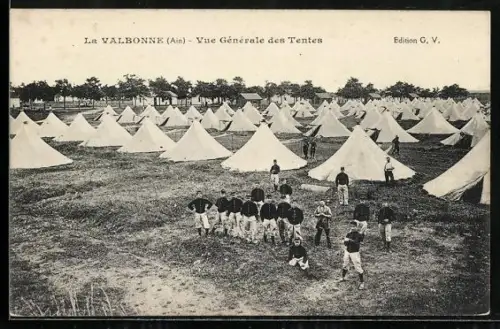 AK La Valbonne /Ain, Vue Générale des Tentes