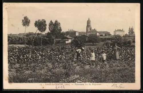 AK Bage-le-Chatel /Ain, Panorama vu du Reponnet