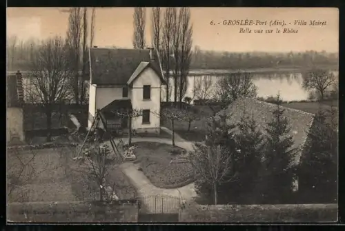 AK Groslée-Port /Ain, Villa Moiret, Belle vue sur le Rhône