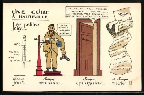 AK Hauteville, Une cure, Kurgast steht auf einer Waage
