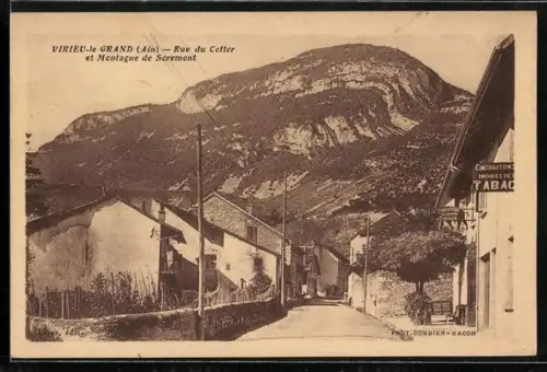 AK Virieu-le-Grand /Ain, Rue du Cotter et Montagne de Sorement