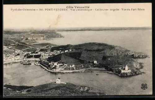 AK Port-Vendres /Pyrénées-Orientales, Vue panoramique du Port Béar et des environs de Collioure-Argelès