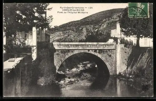 AK Amélie-les-Bains /Pyrénées-Orientales, Pont de l`Hôpital Militaire