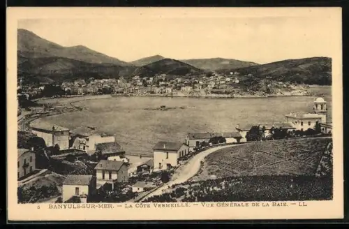 AK Banyuls-sur-Mer, Vue générale de la baie de la Côte Vermeille
