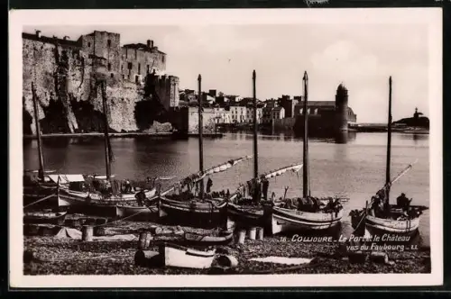 AK Collioure, Le Port et le Château vus du Faubourg