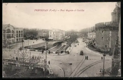 AK Perpignan /P.-O., Pont Magenta et Castillet