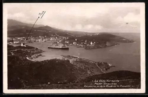 AK Port-Vendres, Panorama sur la Côte Vermeille depuis la route de la Corniche