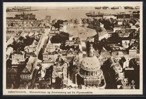 AK Kobenhavn, Marmorkirken og Amalienborg set fra Flyvemaskine