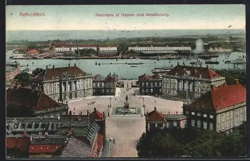 AK Kobenhavn, Panorama af Havnen med Amalienborg