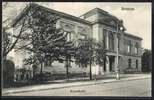 AK Bremen, Kunsthalle mit Strassenpartie