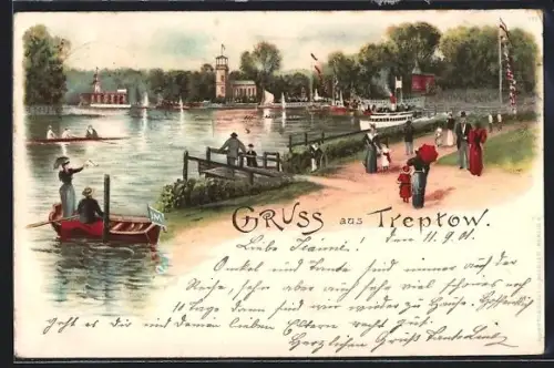 Lithographie Berlin-Treptow, Restaurant Paradies Garten von Otto Buchholtz