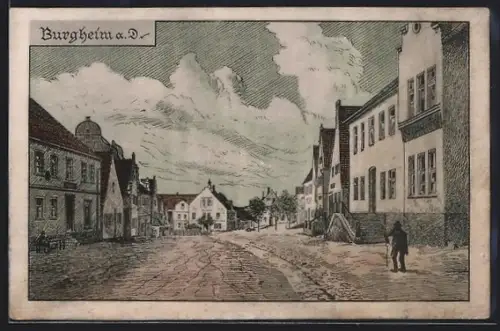 Künstler-AK Burgheim a. D., Strassenpartie
