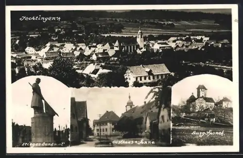 AK Jechtingen o. T., Gasthaus zur Sonne, Burg Sponek, Kriegerdenkmal